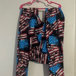 Asymmetrical Red and White Pencil Leggings